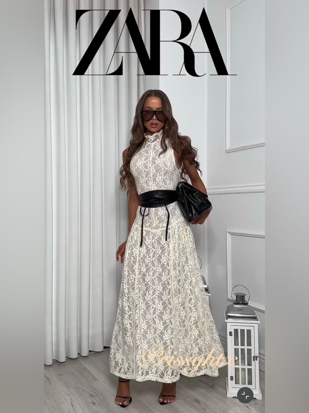 ZARA LONG LACE DRESS
